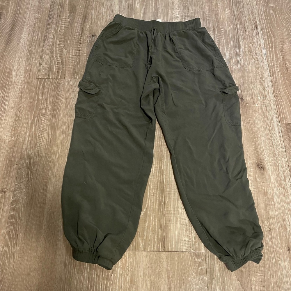 Indigo Rose Womens Jogger Pants M Olive Green Rayon Cargo Utility Casual Joggers